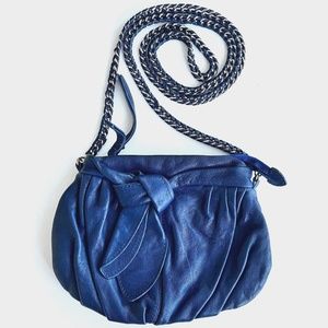Junior Drake Navy Leather Crossbody Bag